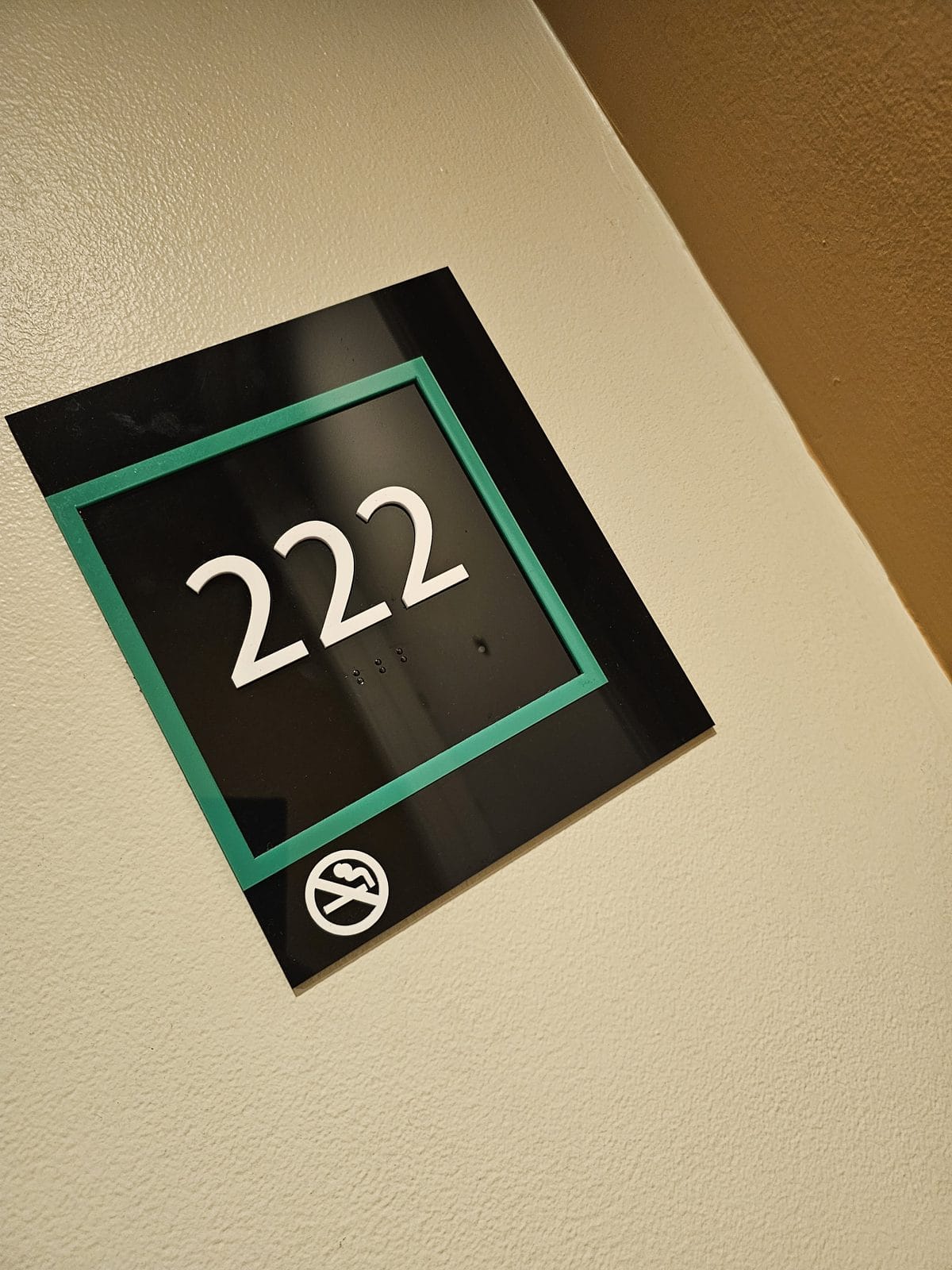 Room 222 — I took this photo standing in the hallway, because I knew nobody would believe me